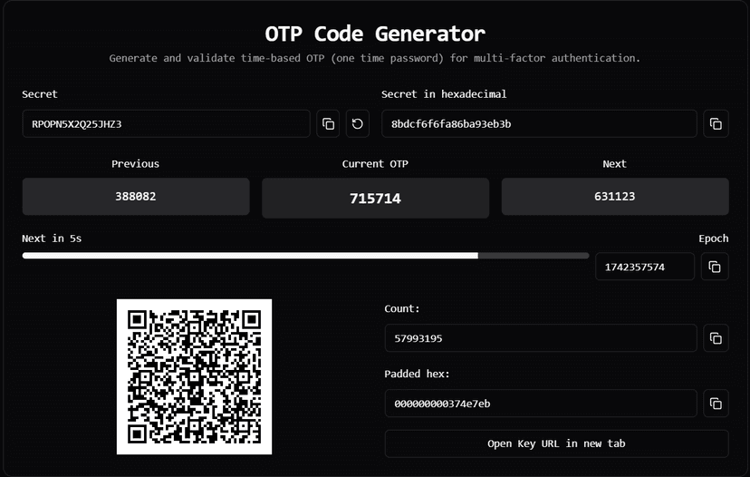 OTP Code Generator Screenshot